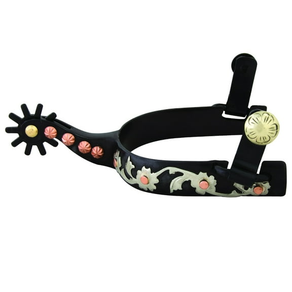 HILASON Cowboy Black Ladies Spur German Silver Trim Dots 3/4"Band, 2"Shank