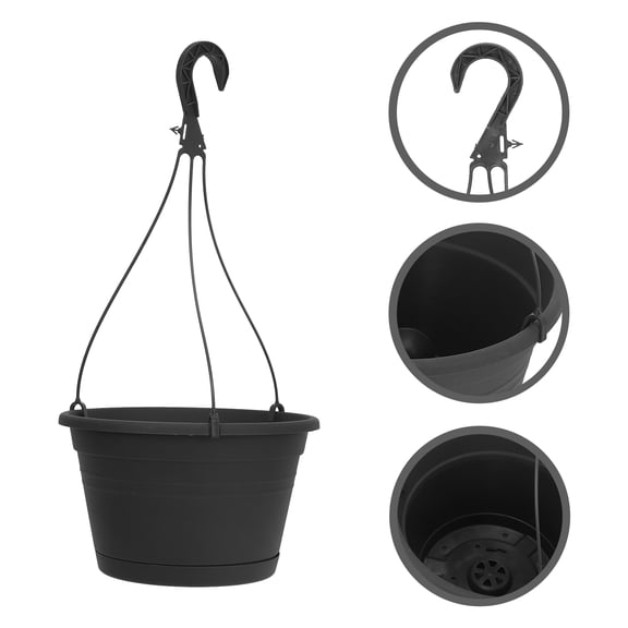 Stri Creative Plastic Hanging Flower Pot for Home Balcony Decoration Dark Gray