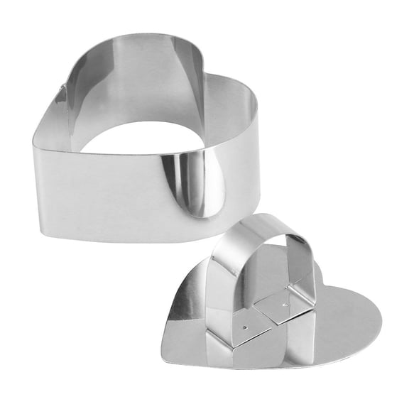 LEORX 2Pcs 430 Stainless Steel Heart Cookie Cutter Mold Rust Resistant Baking Tool