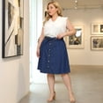 thumbnail image 3 of Agnes Orinda Women's Plus Size Outfits Fashion Tie Waist A Line Midi Denim Skirt 4X Medium Blue, 3 of 9