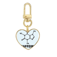thumbnail image 1 of Moléculas de cafeína química Llavero de metal en forma de corazón dorado, 1 of 3