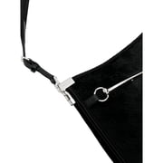 Gucci Horsebit Slim Shoulder Bag Black GG Monogram Fur Leather Trim Silver Horsebit Hardware Designer Shoulder Handbag NEW