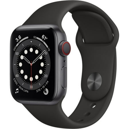 Restored Apple Watch Series 6 44mm GPS + Cellular Space Gray Aluminum Case - Black Sport Band Good