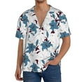thumbnail image 3 of Vsdgher Lilies Flowers Print Men's Wrinkle Free Untucked Cuban Shirt Business Casual Button Down Shirts Short Sleeve Shirt, 3 of 7
