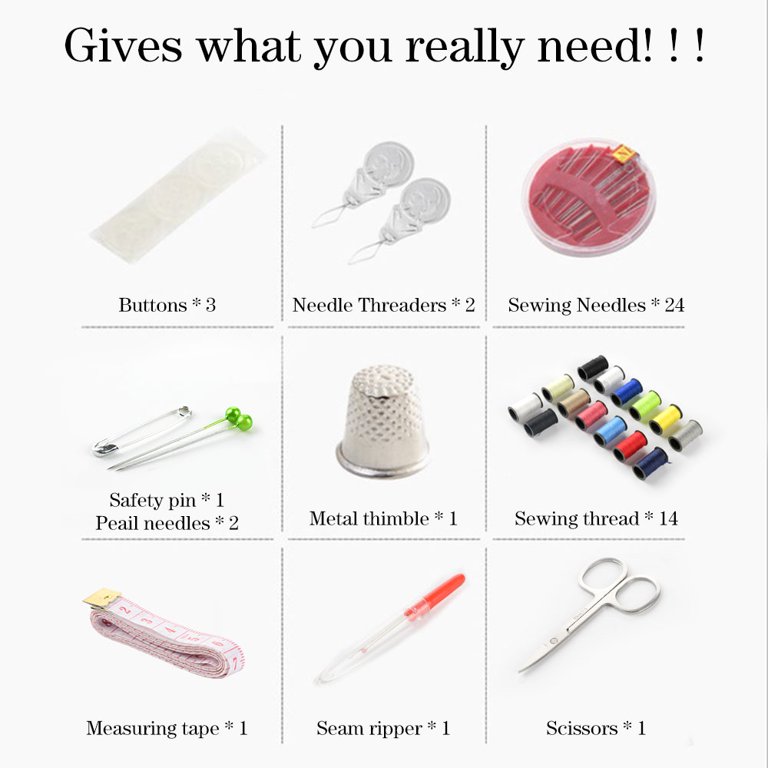 Sewing Kit for Adults and Kids - Multicolor Thread, Needles, Scissors,  Thimble - Emergency Repair and Travel Kits - Sewing Accessories and Supplies  