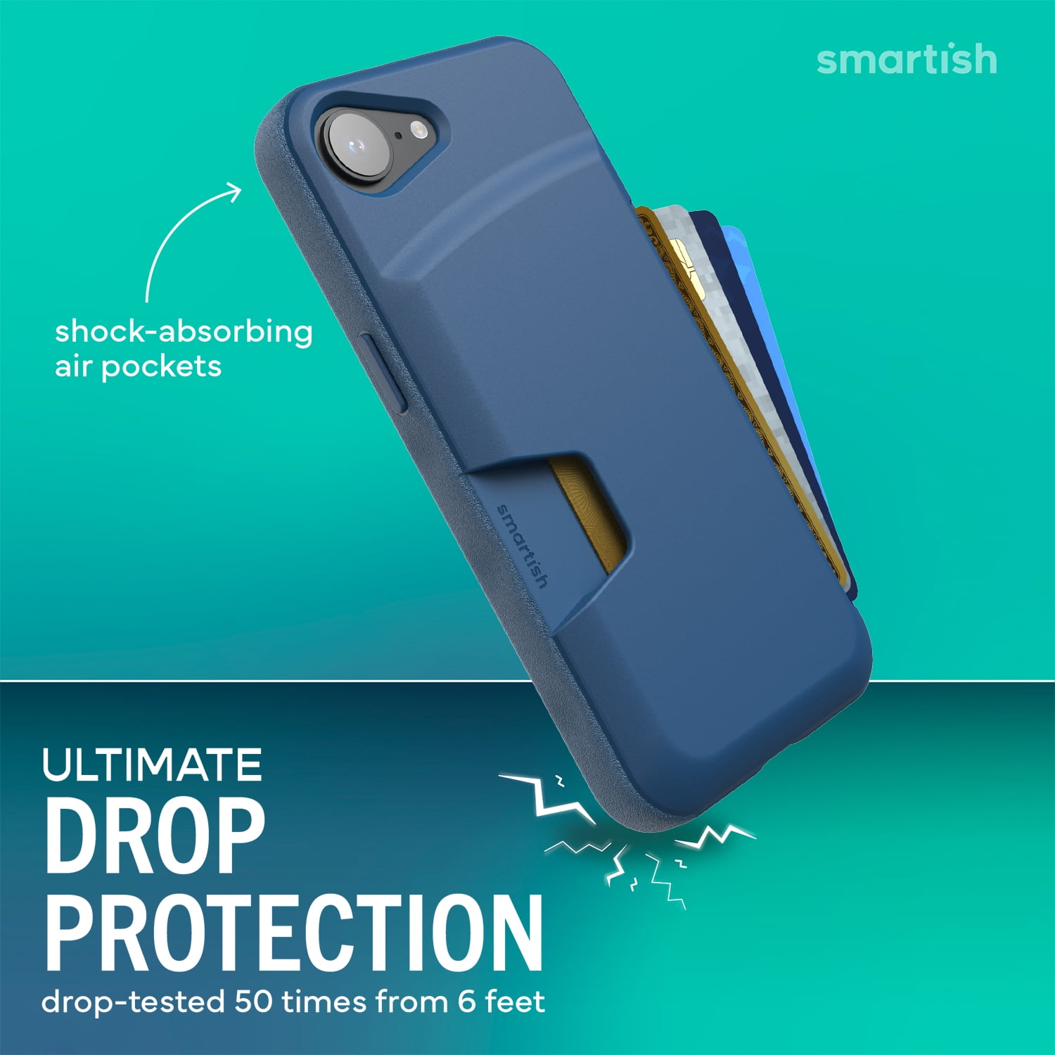 Smartish iPhone 17e/16e Wallet Case - Wallet Slayer Vol 1 - Slim Card Holder - Blue