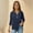 Navy, variant on LJEFF Girl 3/4 Sleeve T-Shirt, Spring V-Neck Solid Color Cotton-Linen Casual Tops for Girls Light Blue Size 3