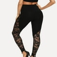 thumbnail image 3 of Femmes Crayon Leggings Dentelle Florale Pure Taille Haute Pantalon, 3 of 4