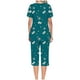 thumbnail image 3 of Conjunto de Ropa de Estar para Mujer, Blusa de Manga Corta de Impresión de Moda Y Pantalones Cortos con Cintura Elástica Hecha de Poliéster, Pantalones de Cintura Elástica para Mujeres, 3 of 6