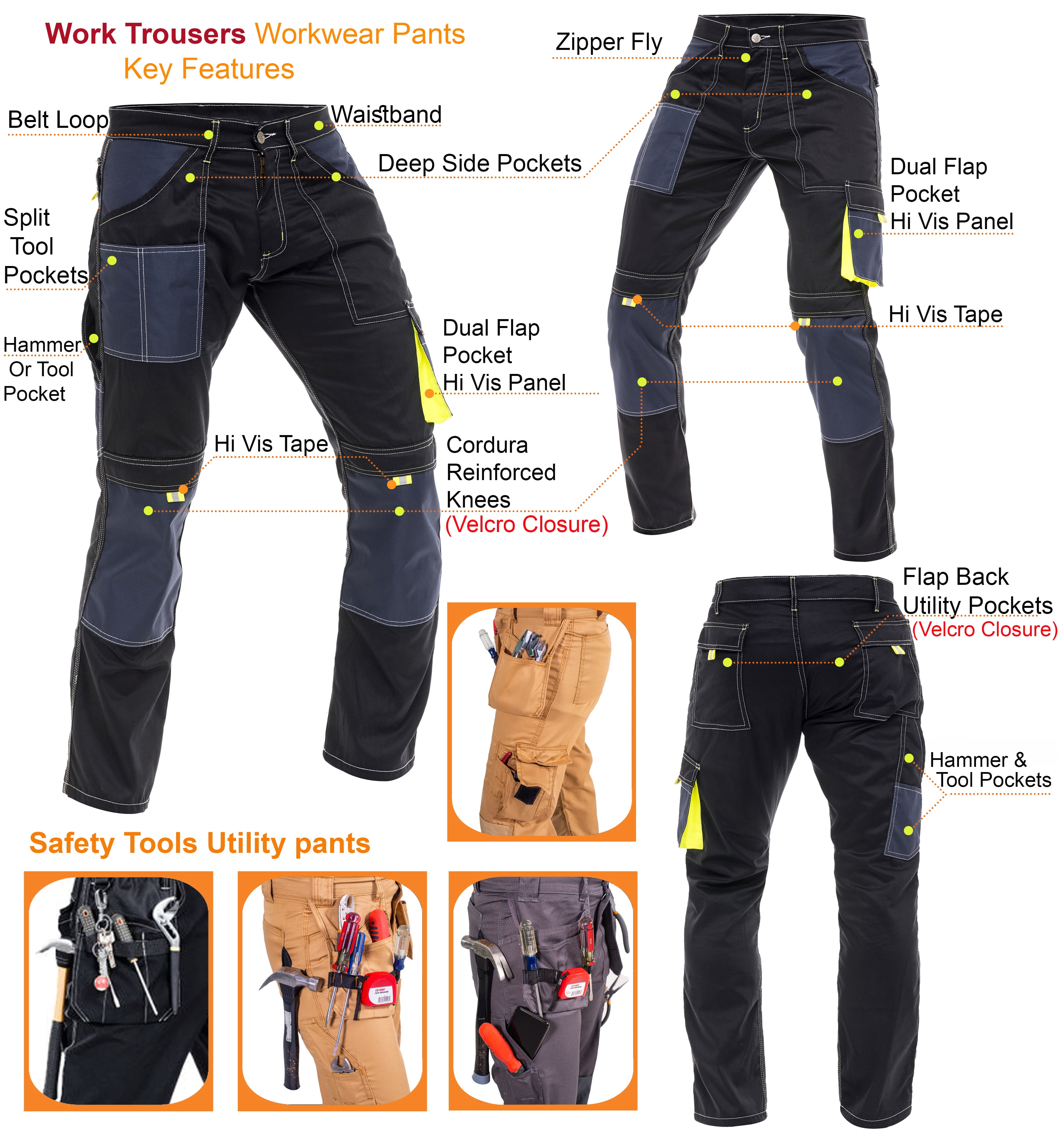 Skylinewears Men Construction Pants Utility Work Trousers