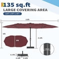 thumbnail image 4 of EastVita 15FT Patio Umbrella with Base Double-Sided Rectangular Outdoor Umbrella Ideal for Backyard Garden Deck Swimming Pool Wine Red, 4 of 5