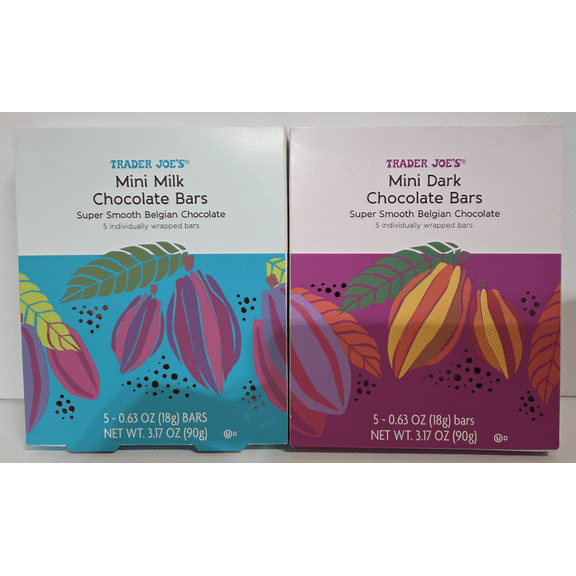 Trader Jo Mini Dark & Milk Chocolate Bars 3.17oz 90g (2 Boxes)