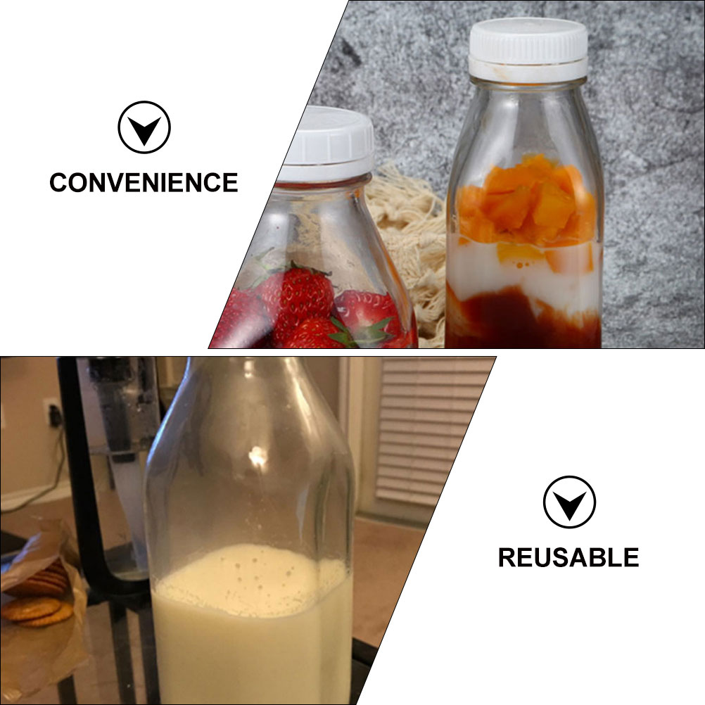 Mizh 2Pcs Glass Bottles Household Juice Bottles Reusable Clear Bottles Milk Bottles for Travel
