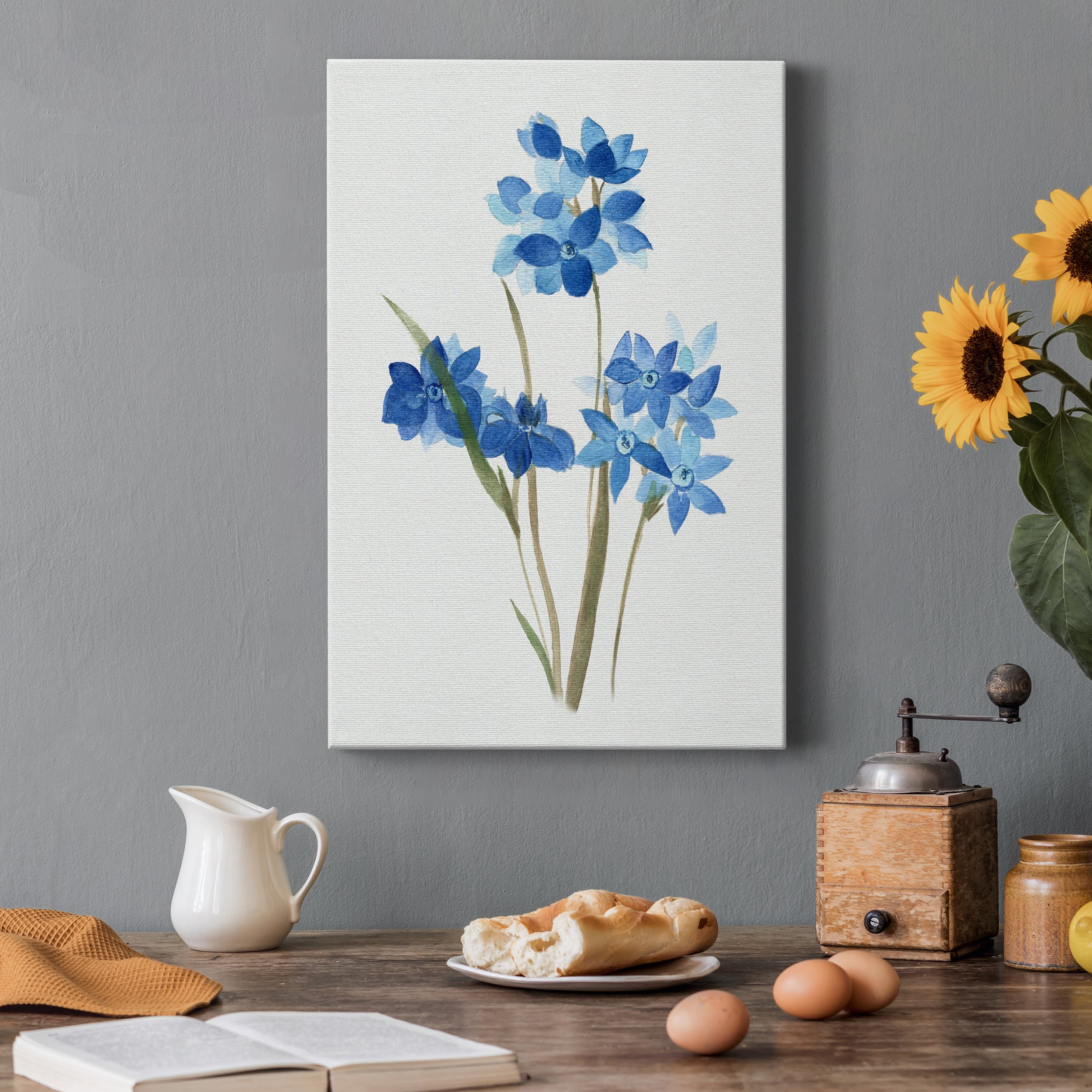 Blue Blossom Botanical I Premium Gallery Wrapped Canvas - Ready to Hang - 12 x 18