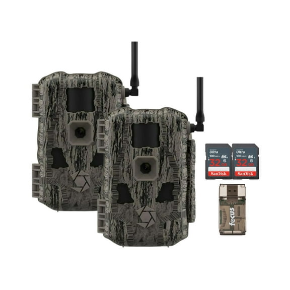 Stealth Cam Fusion MAX 2.0 36MP Cellular Wireless Trail Camera (2-Pack) Bundle with 32 GB Memory Card and Card Reader