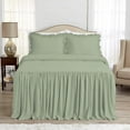 thumbnail image 2 of 4 Piece Long Ruffle Sheet Set, 20" Inch Long Ruffle On Corner Of The Flat Sheet, 8 Inch Deep Pocket, 100% Egyptian Cotton, 800 TC, Full Size, Solid Light Sage, 2 of 9