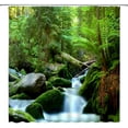 thumbnail image 3 of Forest Waterfall Shower Curtain Green Nature Tropical Rainforest Tree Forest Jungle Stones Plants Sunshine Landscape Summer Season Bathroom Fabric Decor Curtain with Hooks, 3 of 3