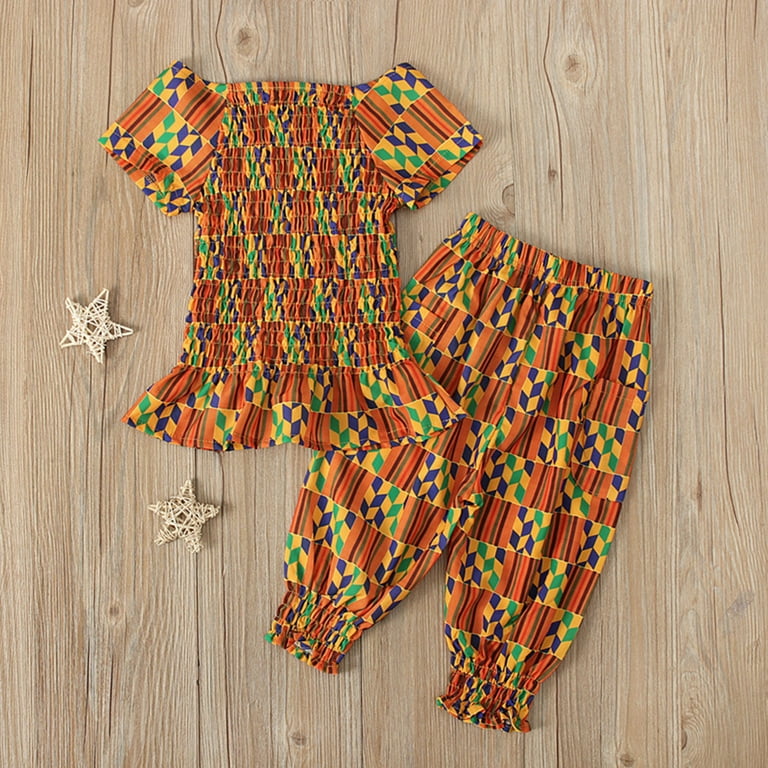Baby Girl Clothes 1 6Y African Dashiki Tops Tee Bloomers Pants