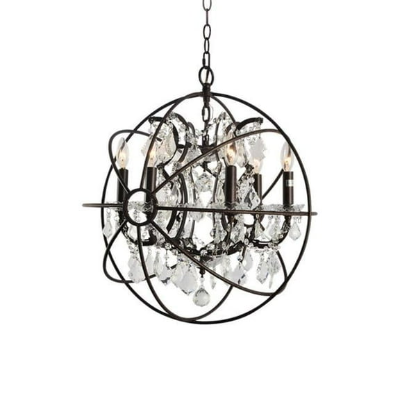 Yosemite Home Decor Orbs 6-Light Metal/Crystal Chandelier in Rustic Brown