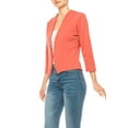 thumbnail image 3 of Women's Collarless Blazer Open Front Sleek 3/4 Sleeves Cardigan, 3 of 6