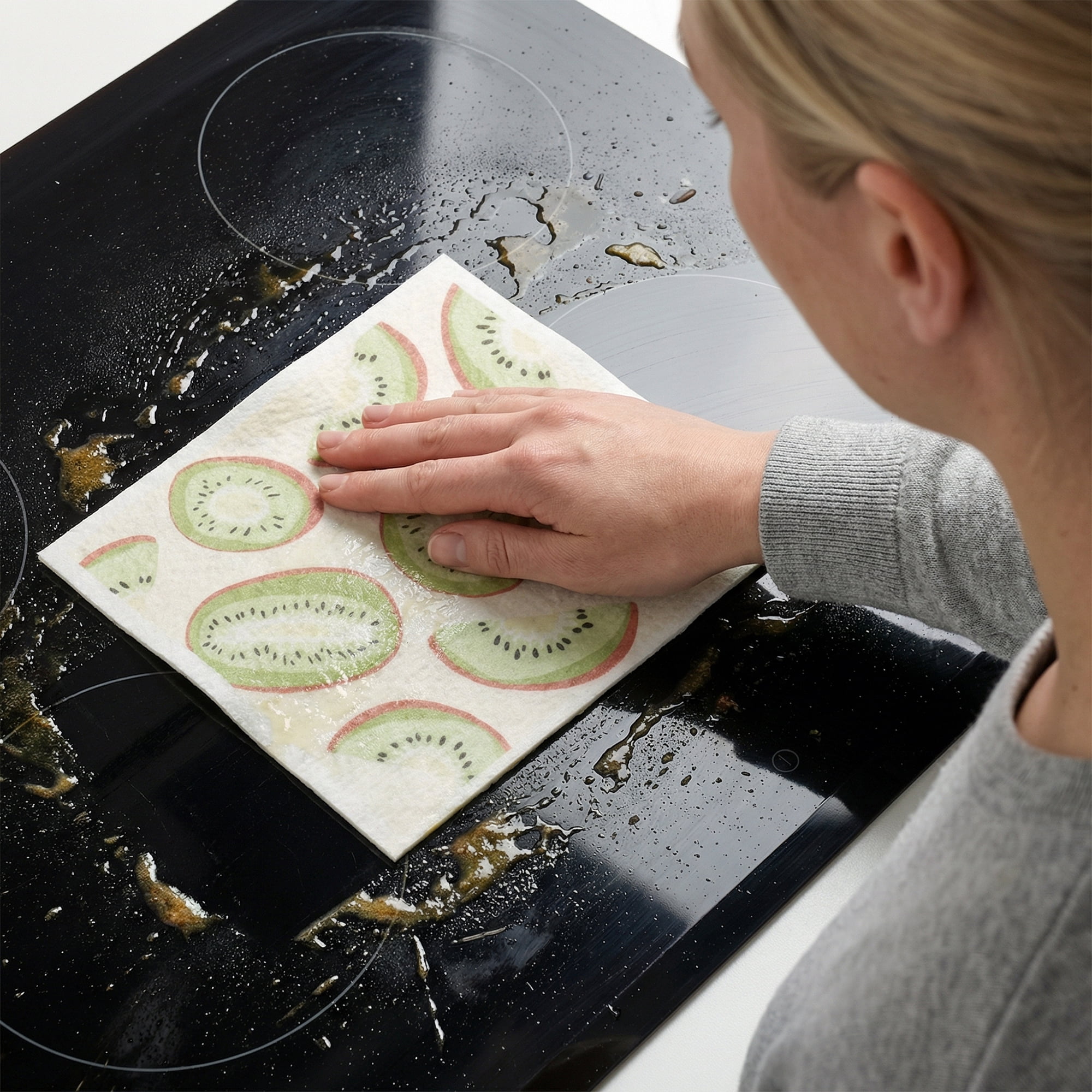 Unique Bargains Reusable Swedish Dish Cloths Banana 6 Pack Green/Lemon 8" x 7"