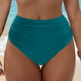 thumbnail image 2 of GEWSEY Bathing Suit Bottoms for Women - High Waisted Bikini Bottoms Ruched Tummy Control Swimsuit Bottom (Dark Green, XL), 2 of 9