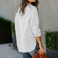 thumbnail image 4 of KBZDBZC Womens Summer Tops Women's Casual Striped Long Sleeved Button Up Shirt Top Women's T Shirt Women's Blouse Womens Casual Blouse(White,S), 4 of 4