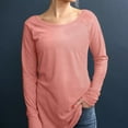 thumbnail image 4 of Wenseny Long Sleeve Fitted Shirts Tunic Round neckline Side Split Casual Shirts Pink L, 4 of 6