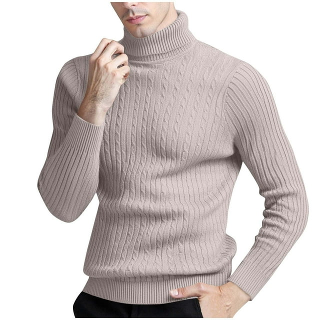 EYWGYA Chemises à Manches Longues pour Hommes, Chandail Chaud pour Hommes, Chemises pour Hommes Couleur Unie Tricot Col Montant Ajusté Décontracté Hauts d'Hiver