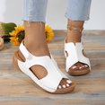 thumbnail image 2 of LUOGENLI Female Sandals for Women Heel Ladies Summer Retro Solid Colour Leather Slope Heel Thick Bottom Fish Mouth Sandals Womens Sandals with Back Strap Comfortable 40, 2 of 9