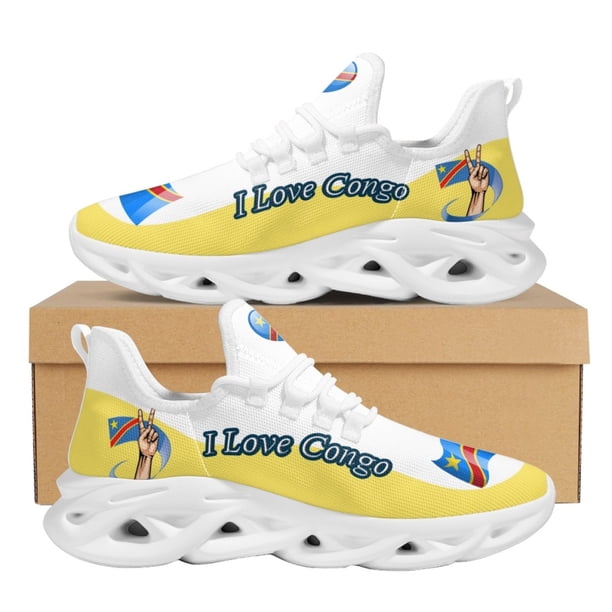 Zapatos planos de tendencia para mujer y hombre, diseño de bandera del Congo, informales, de malla transpirable, para mujer