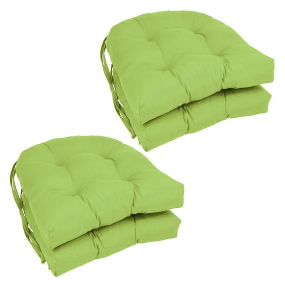 Blazing Needles  16 in. Solid Twill U-Shaped Tufted Chair Cushions, Mojito Lime - Set of 4