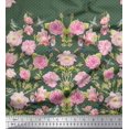 thumbnail image 2 of Soimoi Green Rayon Fabric Flowerpecker & Floral Panel Print Fabric by Yard 56 Inch Wide, 2 of 5