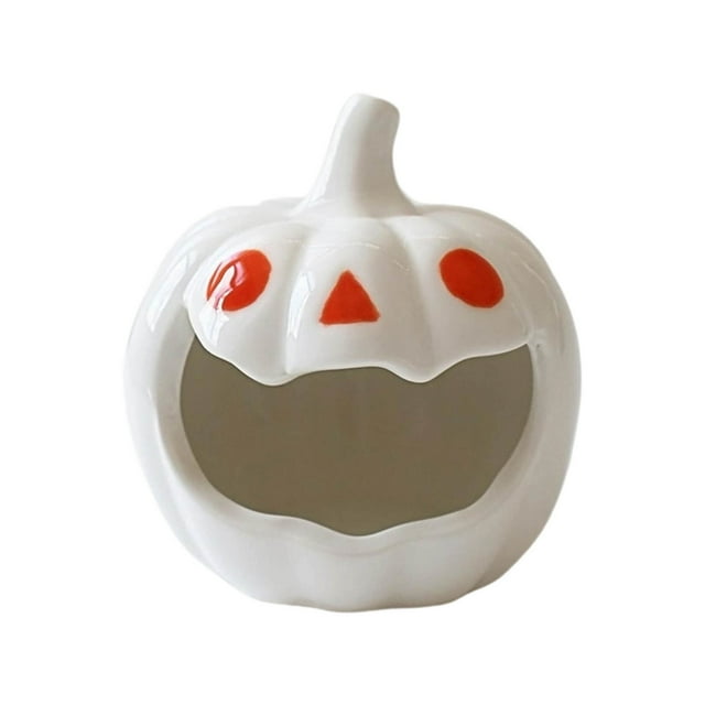 CJiaWei Halloween Ceramic Pumpkin Candle Holder For Tealights Fall Centerpiece Tabletop Decoration For Home Party
