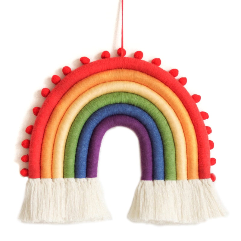 Large Rainbow Wall Hanging with Fringes perfect for living room nursery and bedroom decor