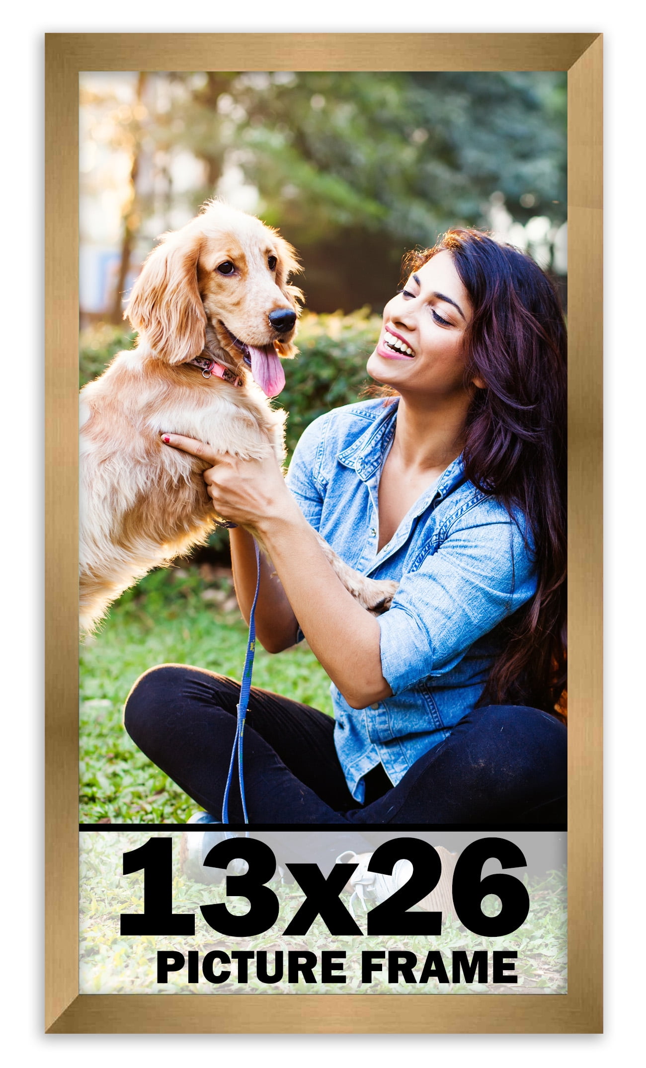 13x26 Frame Gold Bronze Picture Frame Modern Photo Frame Includes UV