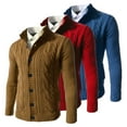 thumbnail image 2 of Men Sweater Coat Solid Color Stand Collar Cardigan Single breasted Soft Warm Elastic Neck Men Coat for Daily Wear, 2 of 7