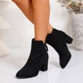 thumbnail image 2 of Women's Retro Suede Ankle Boots Almond Toe Chunky Block Heel Back Zipper Short Booties for Business Work, 2 of 8