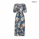 thumbnail image 4 of Minnieouse Verano estampado largo cintura alta cuello en V Casual playa mujer A-line vestidos de manga de manga corta fiesta vacaciones Vestidos XL Azul Minnieouse AP017182-02, 4 of 6