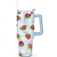 thumbnail image 2 of Strawberry Fruit 40 Oz Tumbler with Handle Lid and Straw, Stainless Steel Double Walled Vacuum Insulated Cup, Cute Anniversary Wedding Birthday Gifts Tumbler for Women Men Friends Outdoor Indoor, 2 of 7