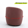 thumbnail image 4 of PORKISS Swivel Accent Chair, Armchair with Teddy Fabric, Barrel Chair with Black Powder Coating Metal Ring for Living Room, Bedroom, Dark Red, 4 of 8