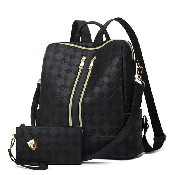 Makes Mochila Monedero para Mujer Bolso de Viaje de Cuero PU Bolso de diseño Convertible con Monedero 2 Piezas