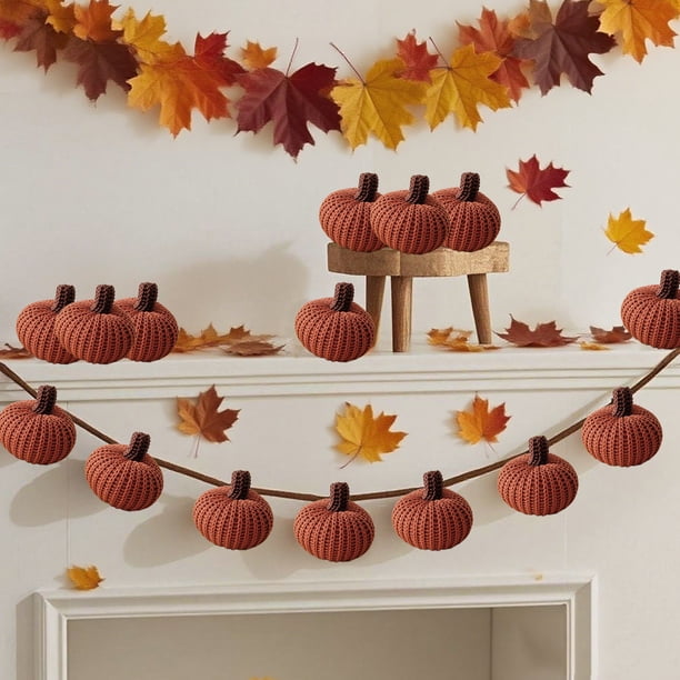 Uuiauoio 2-inch Faux Fall Harvest Crochet Pumpkins Small Knit Pumpkins in Rustic Farmhouse Pumpkins Pumpkins for Thanksgiving Halloween Autumn Mantel Table Décor