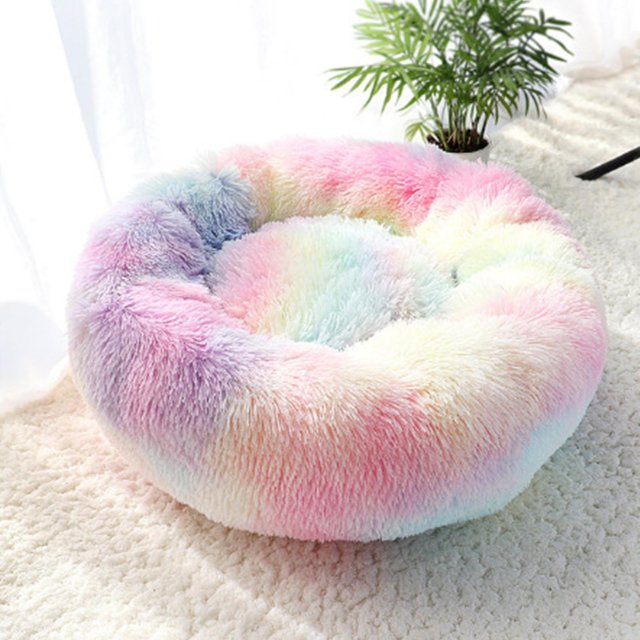 Cama de felpa para gatos Yashi antideslizante interior colores del arco iris