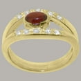 thumbnail image 2 of LBG British Made 9k Yellow Gold Genuine Natural Garnet & Diamond Womens Band Ring - 33 size options - Size 5.5, 2 of 7