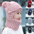 thumbnail image 5 of Gorro de punto con orejeras y bufanda circular, gorro cálido de punto a prueba de viento de invierno siamés para mujer (rosa, mediano) JAMW Sencillez, 5 of 5