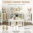 thumbnail image 3 of furlinkhm 4-Tier Corner Cabinet with Doors & Shelves, Rattan Freestanding Bar Storage Cabinet, Corner Table for Small Spaces, Living Room, Kitchen, Bathroom (White), 3 of 9
