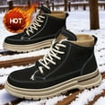 thumbnail image 2 of Men's Heavy-Duty Winter Ankle-High Snow Boots - PU Upper & PVC Traction Tires, Lace-Up Ankle Strap Hiking Boots for Ice, Snow, Mud - All-Terrain Outdoor Trekking, Work Boots (Brown/Black), 2 of 6