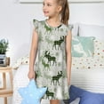 thumbnail image 4 of Fotbe green plaid Moose tree Vestido de Dormir para Niñas de 3 a 10 Años, Mangas Cortas, Estilo Princesa, Pijama Camisón con Mangas Voladas-Large, 4 of 6