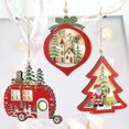 thumbnail image 4 of Christmas decorations, Christmas tree pendants, wooden color luminous small pendants, Christmas tree car ornaments (cars, bells), 4 of 5